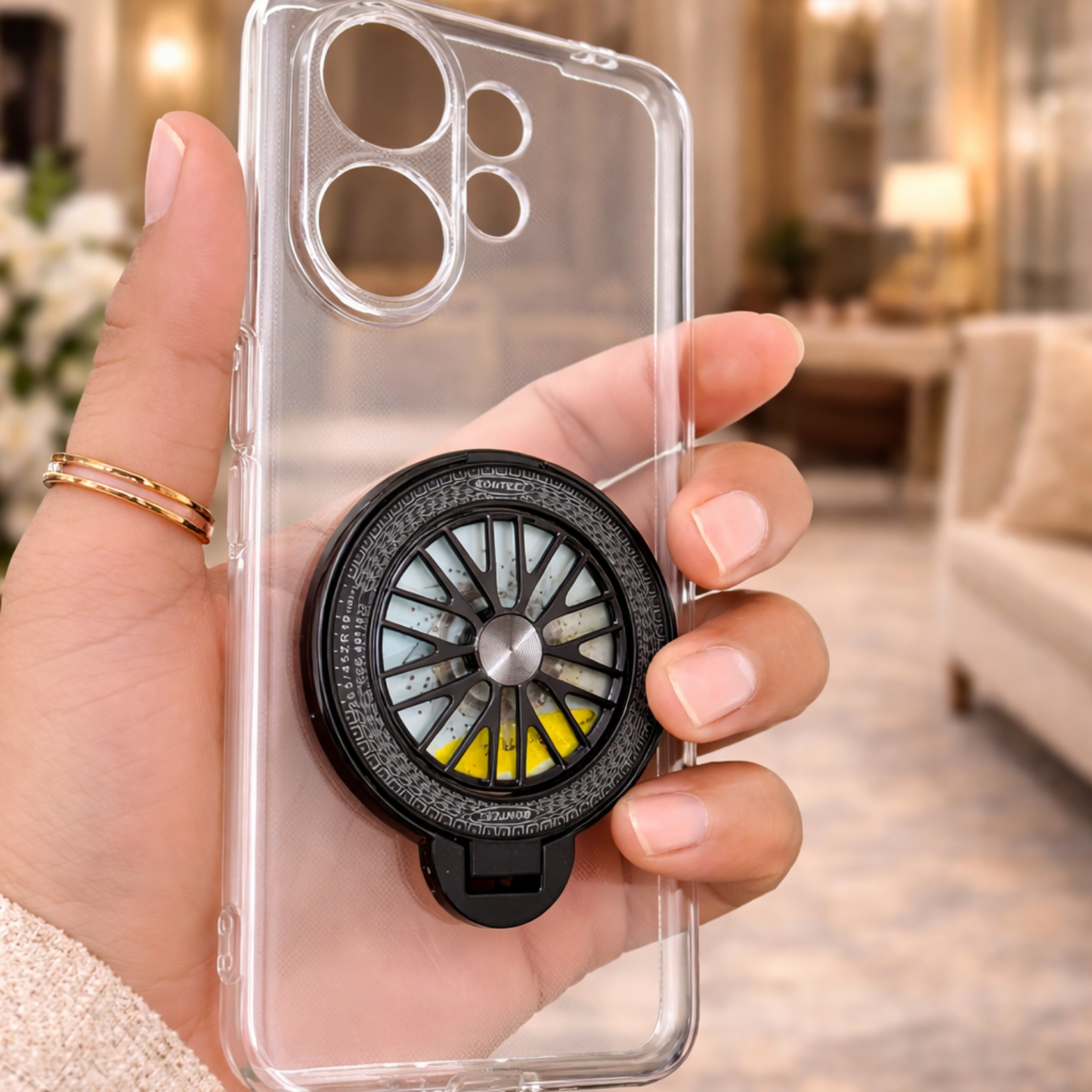 Vivo V60 Transparent Case With Rotating Wheel