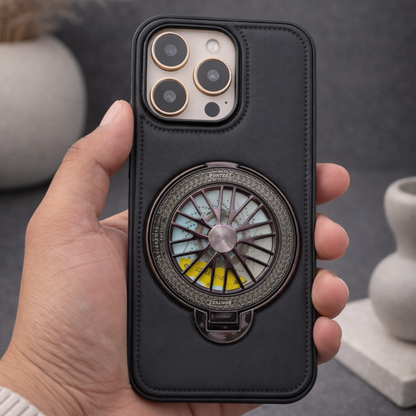 iPhone 16 Pro Premium Leather Rotating Wheel Case