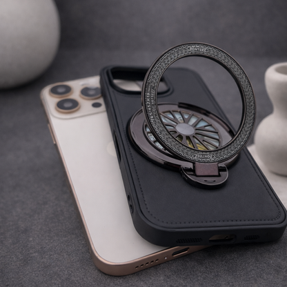 iPhone 16 Pro Premium Leather Rotating Wheel Case