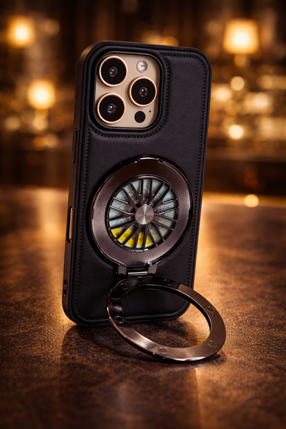 iPhone 16 Pro Premium Leather Rotating Wheel Case