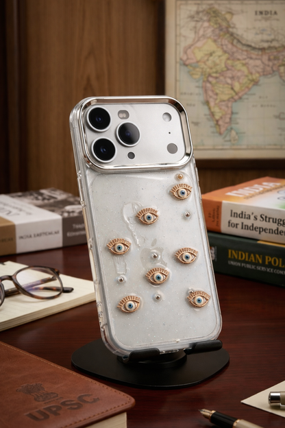 iPhone 17 Pro Evil Eye Glitter Transparent Designer Case