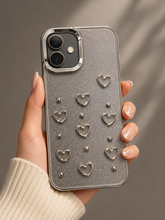 iPhone 17 Glam Glitter Heart Case
