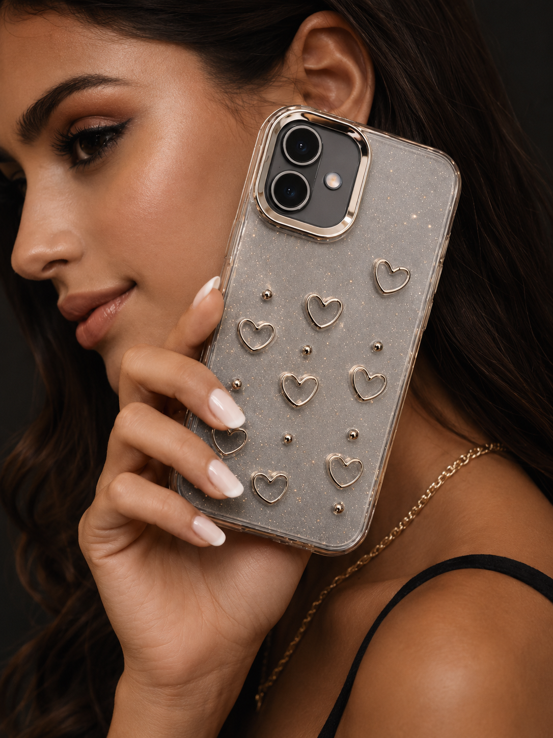 iPhone 17 Glam Glitter Heart Case