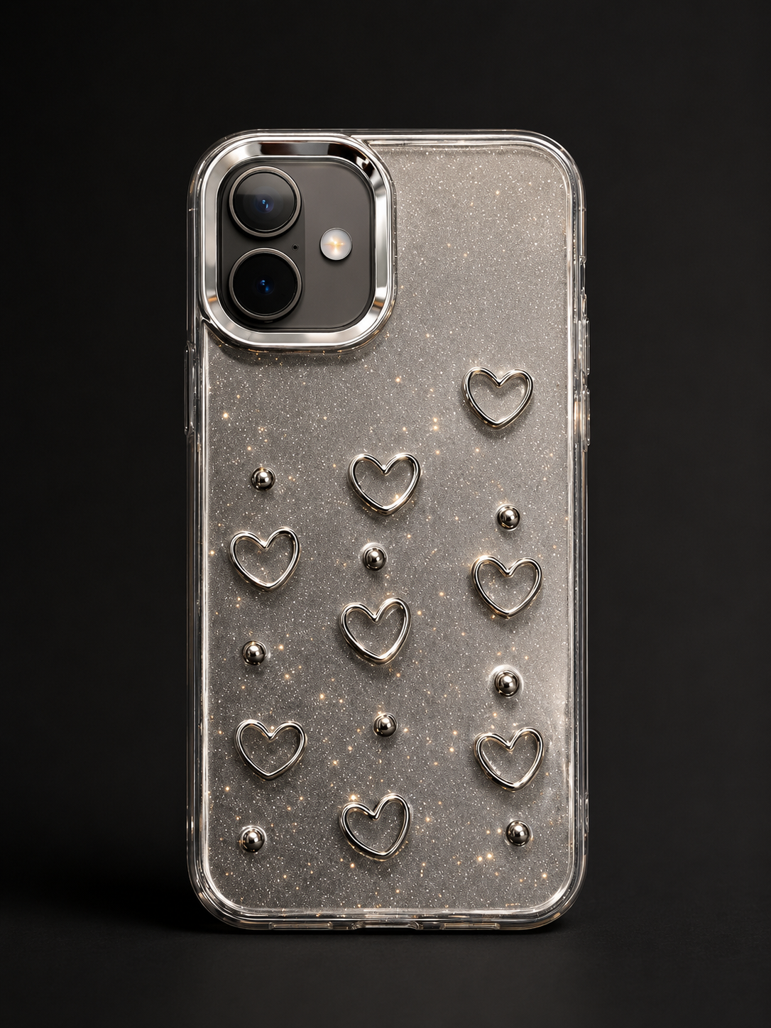 iPhone 17 Glam Glitter Heart Case