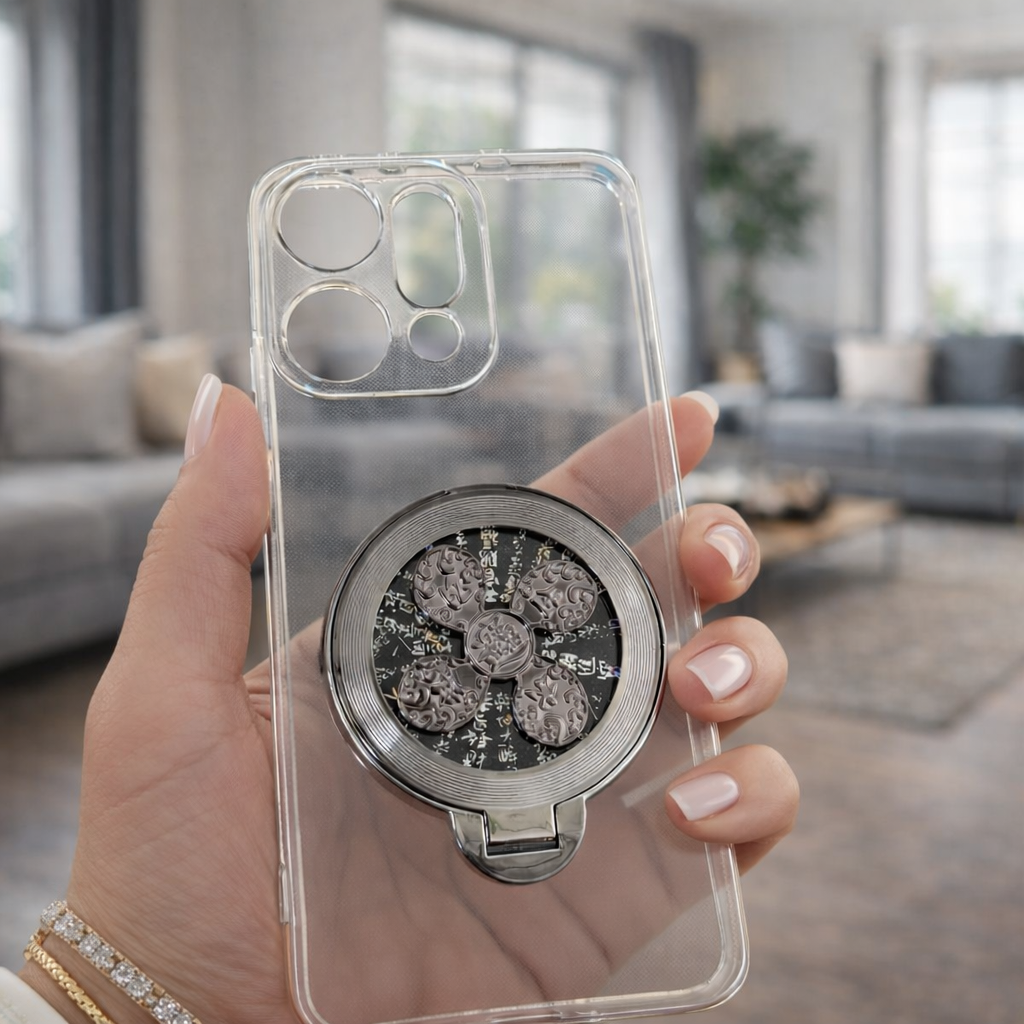 Oppo Reno 14 Pro Transparent Case With Rotating Wheel