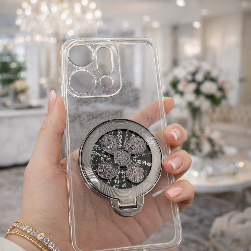 Oppo Reno 14 Pro Transparent Case With Rotating Wheel