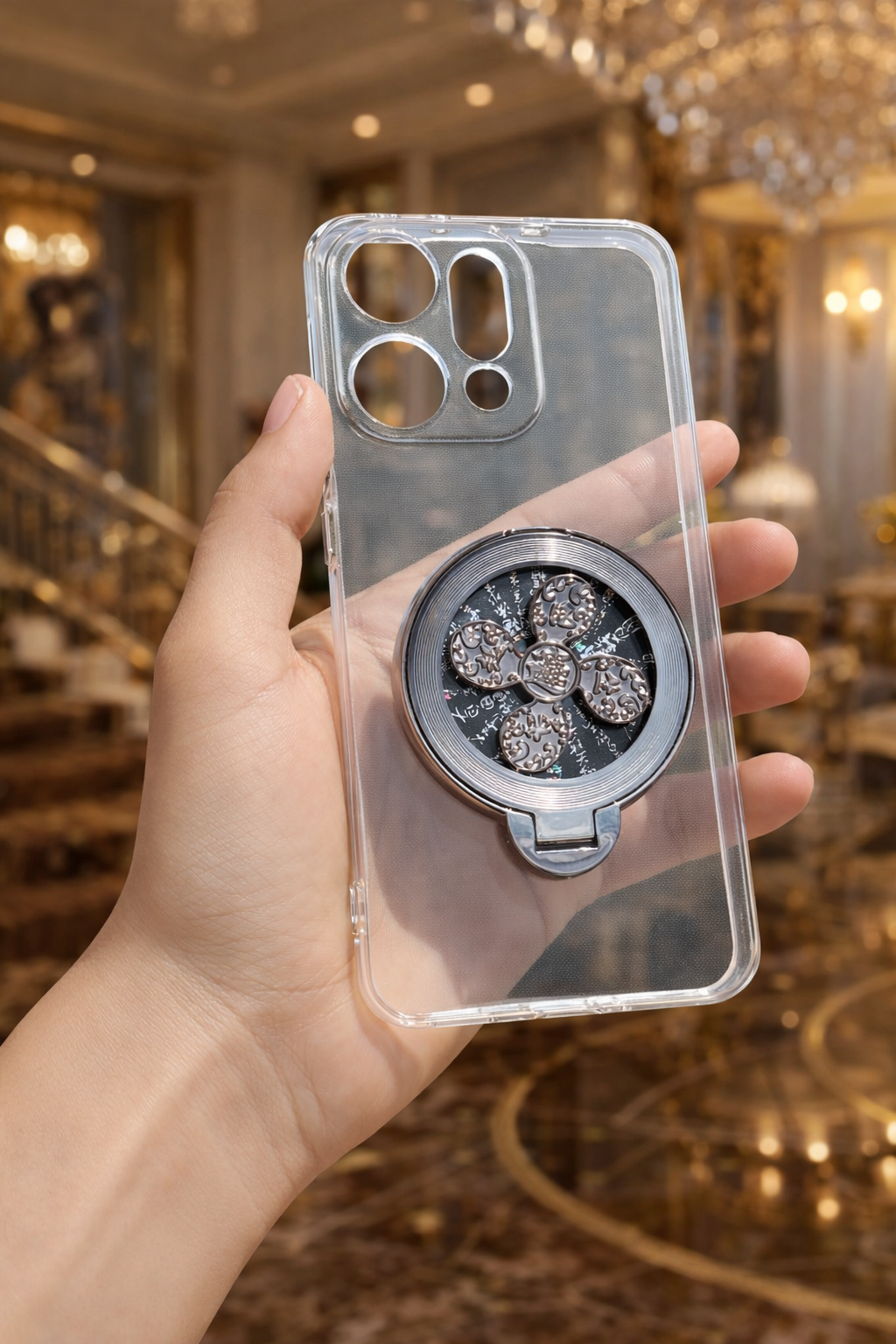 Oppo Reno 14 Pro Transparent Case With Rotating Wheel