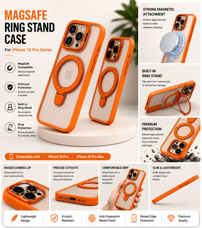 iPhone 16 Pro Ring Stand Protective Case