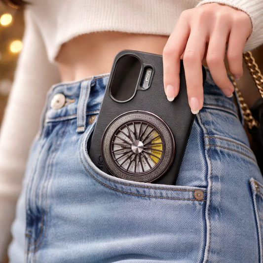 Vivo V60 Premium Leather Case With Rotating Wheel
