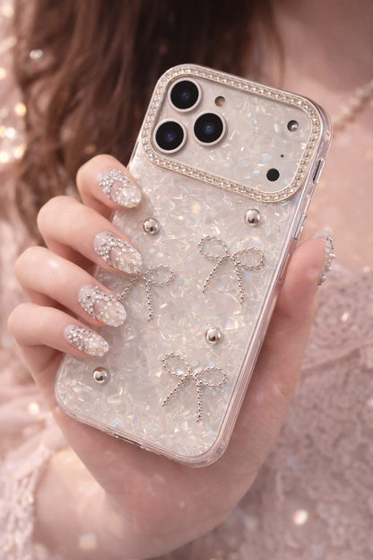 iPhone 17 Pro Luxury Heart Glitter Bow Case