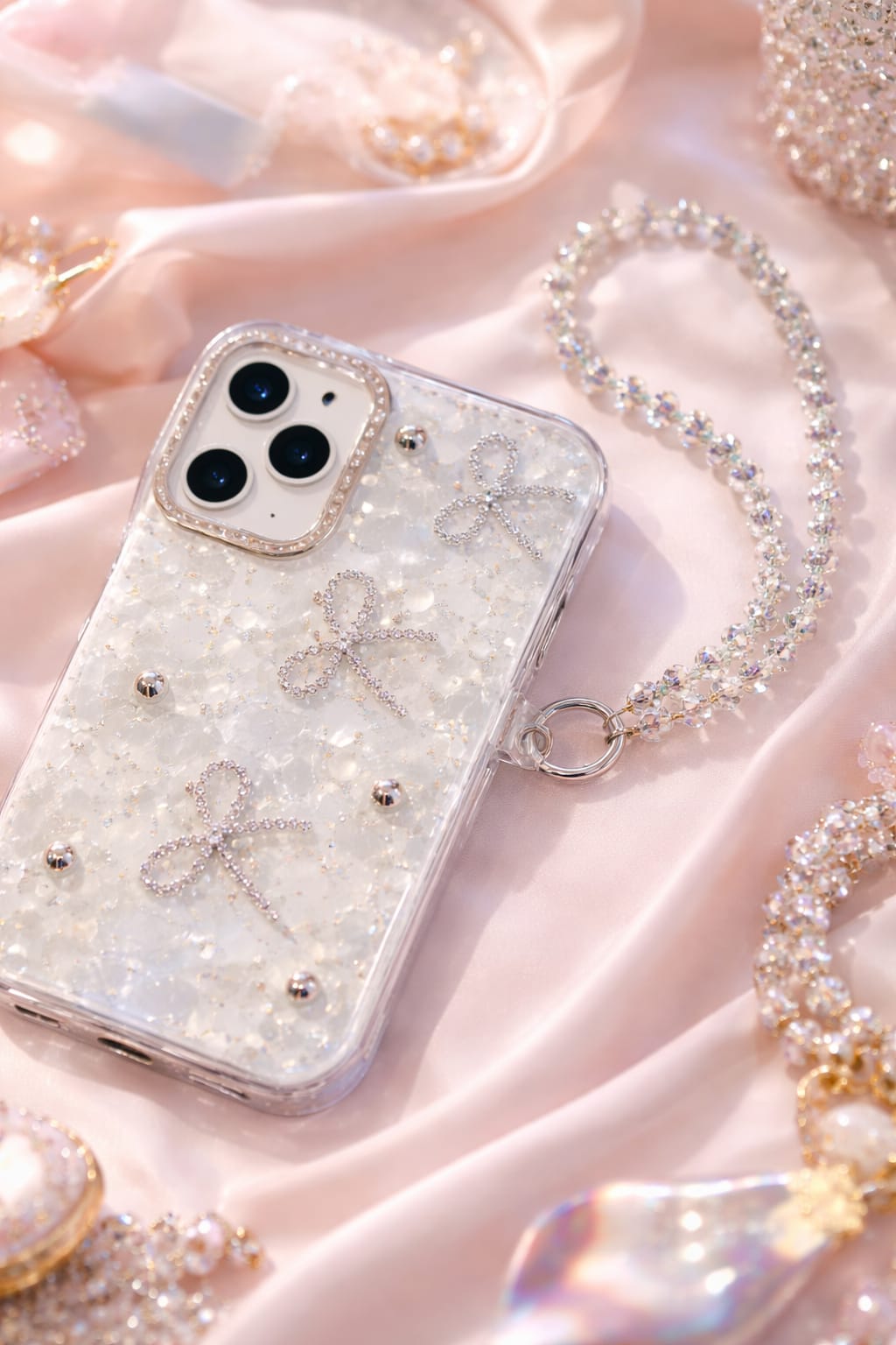 iPhone 17 Pro Luxury Heart Glitter Bow Case