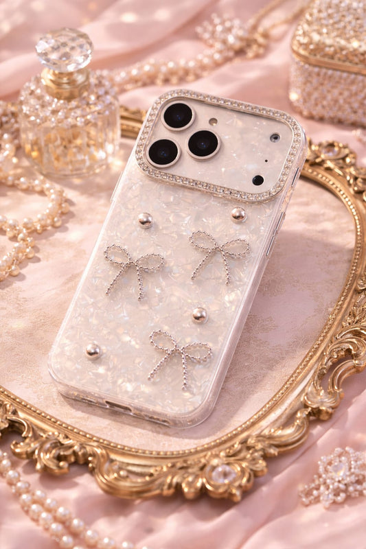 iPhone 17 Pro Luxury Heart Glitter Bow Case