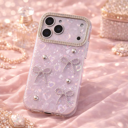 iPhone 17 Pro Luxury Heart Glitter Bow Case