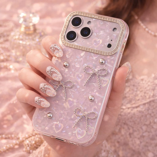 iPhone 17 Pro Luxury Heart Glitter Bow Case