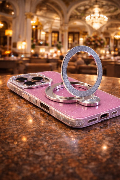 iPhone 16 Pro Glitter Stand Case