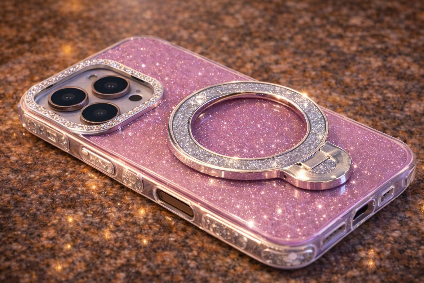 iPhone 16 Pro Glitter Stand Case