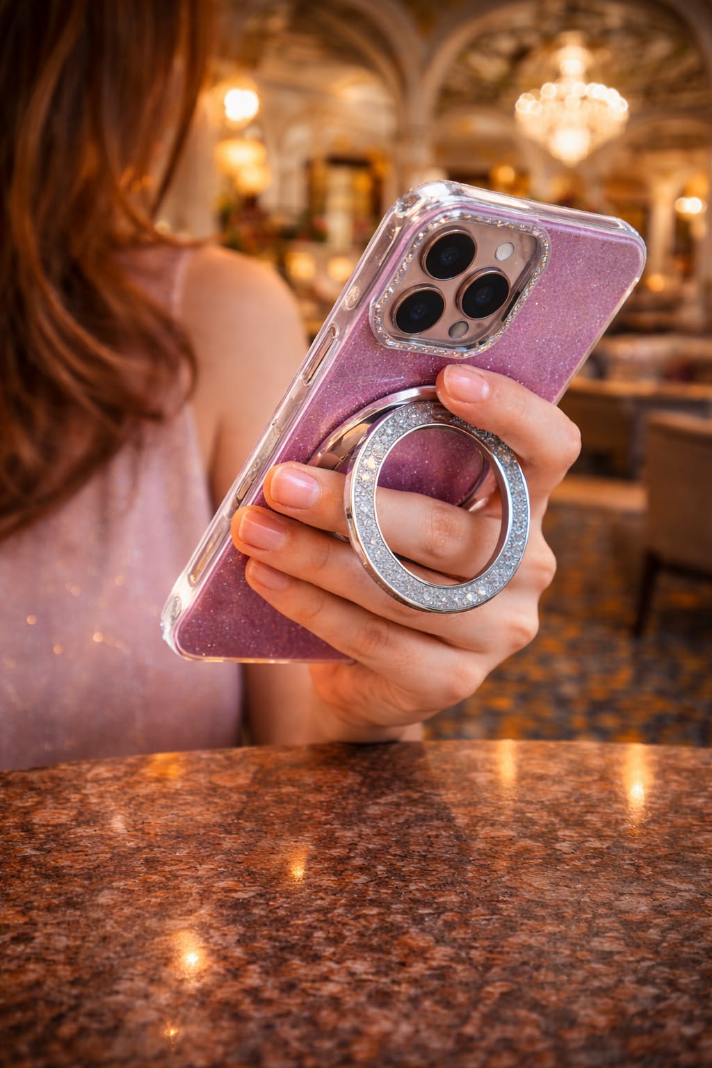 iPhone 16 Pro Glitter Stand Case