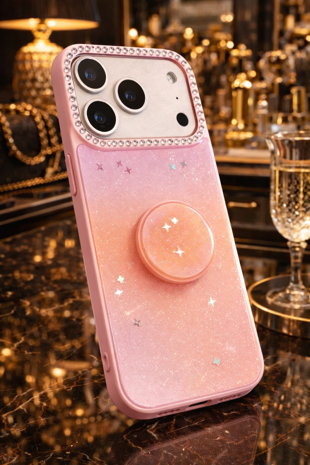 iPhone 17 Pro Galaxy Glitter Holder Case