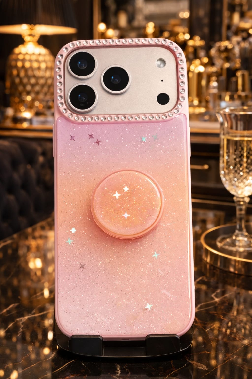iPhone 17 Pro Galaxy Glitter Holder Case