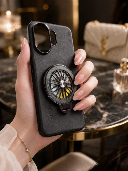 Vivo V60 Premium Leather Case With Rotating Wheel