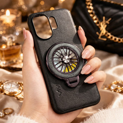 Vivo V60 Premium Leather Case With Rotating Wheel